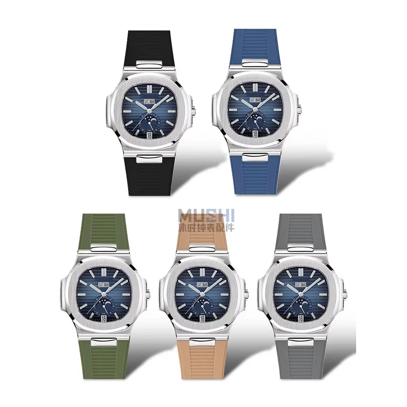 Watch accessories for Patek Philippe Nautilus 5711 5712 5726 5980 liquid silicone watch strap 25mm-12mm Bracelet