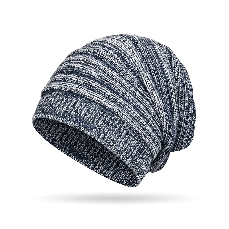 Winter Unisex Mixed Color Cotton Striped Hat High-quality Knit Wool Baggy Beanie Hats Winter Outdoor Windproof Warm Elastic Hat image 6