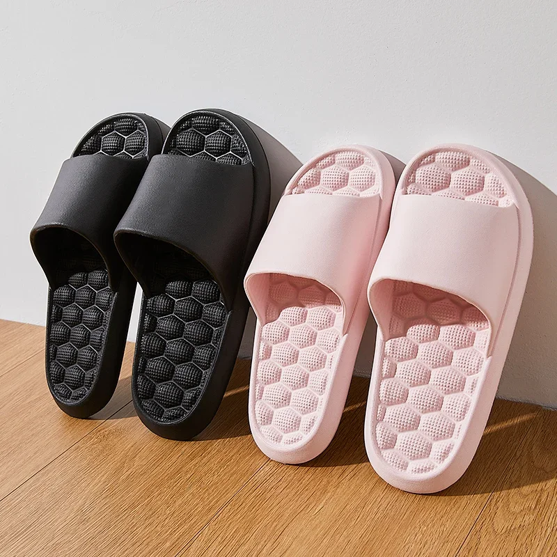 2024 New Summer Concise Unisex Home Shoes Indoor Soft Non-slip Bathroom Slides For Men\'s Slippers Sandals Women Mule Flip Flops