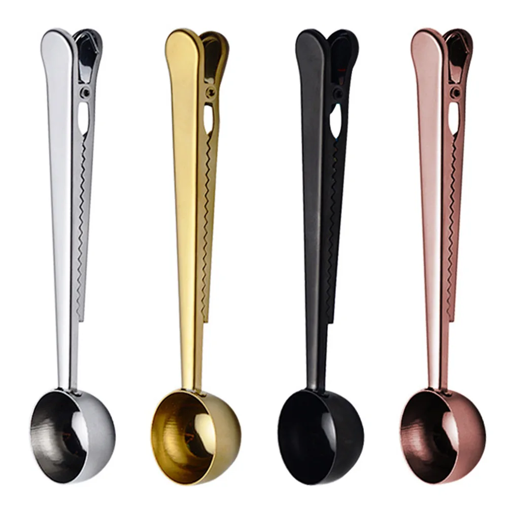 

Coffee Spoon with Clip Seasoning Powder Spoon Multifunction Powder Measuring Tools Stainless Steel Long Handle for Home Kitchen