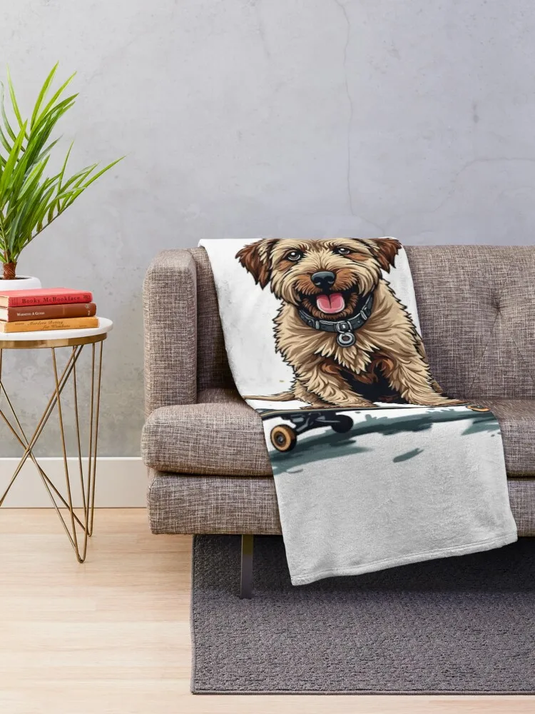 dog riding a skateboard Throw Blanket Luxury bed plaid Soft Plaid Bed Blankets