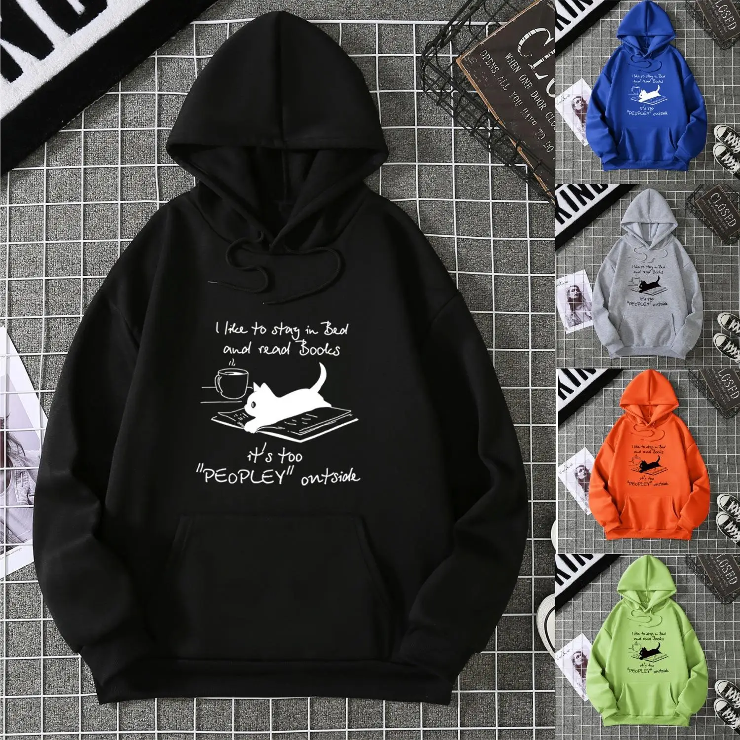 ゆったりフィットのおしゃれなレタープリント入りフード付きスウェットシャツ レディース 春 2026 ロングスリーブ レギュラースリーブ トリアセテート繊維