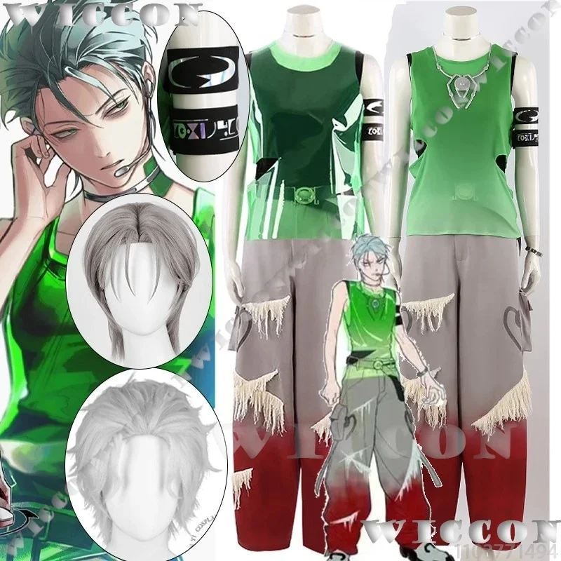 w;3.c\6;h'8/Till R7 Blink Gone Anime Alien Stage Cosplay Costume Top Pant Prop Necklace Wig Idol Set Men Party Hallow5'u.9;m\4/p - view 2