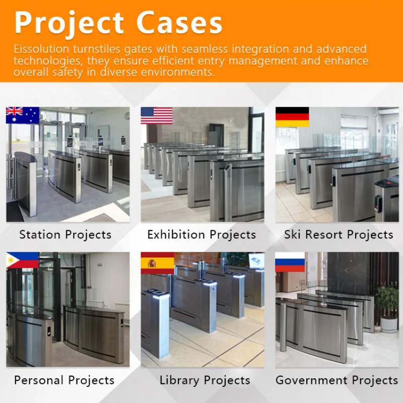 custom.Eissolution Entrance Pedestrian Access Control QR Code Face Recognize Office Sliding Barrier Turnstile Manufac
