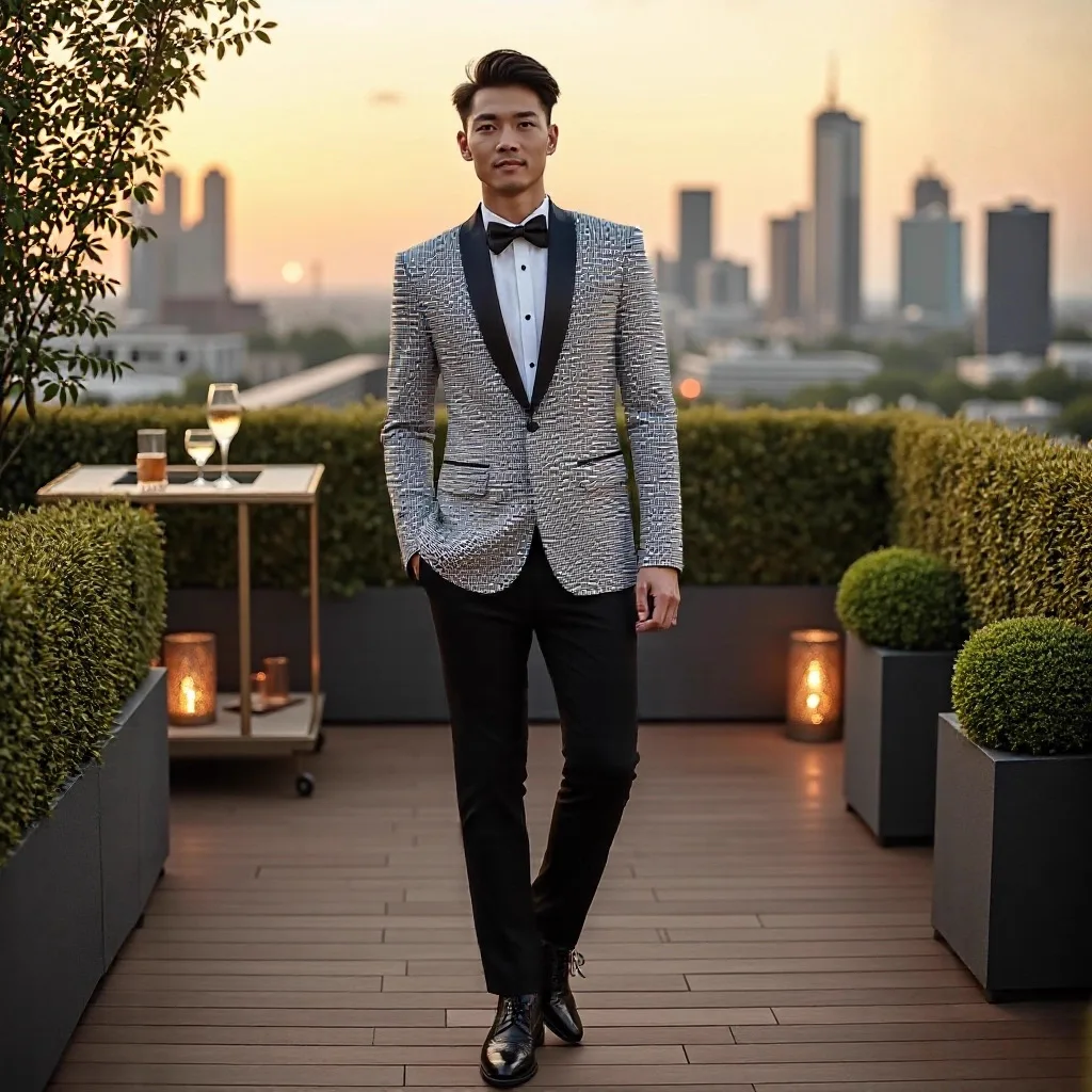 

Мужской модный бархатный костюм-тройка с золотистым шелковым блеском, повседневный, в стиле кэжуал, без пуговиц, с вышитым воротником, традиционный крой