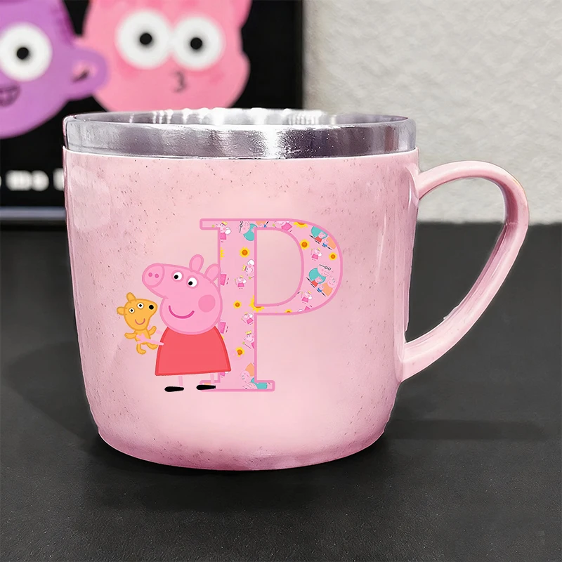 Peppa Pigs Girl BOY Water Bottle Kawaii Stainless Steel Cups