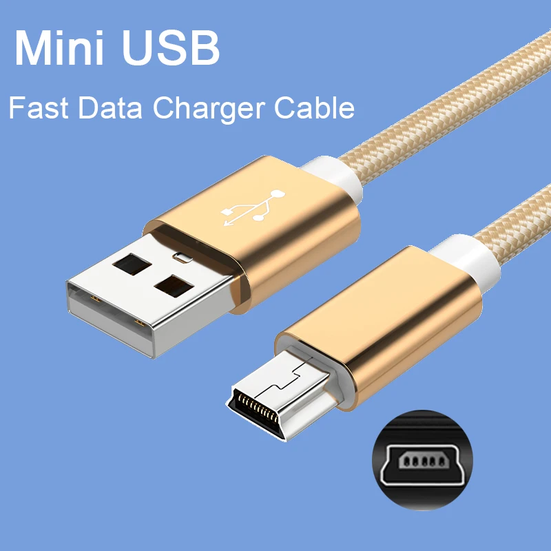 Mini USB Cable 3A Fast Charging Data Transfer Cable For Car DVR GPS Digital Camera HDD MP3 MP4 Player Mobile Phone Accessories