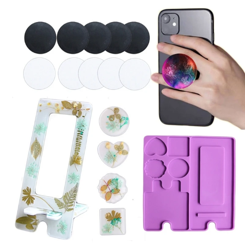 Cell Phone Stand Silicone Molds Mobile Phone Holder Epoxy Casting Resin Molds for DIY Portable Craft Mobile Phone Holder