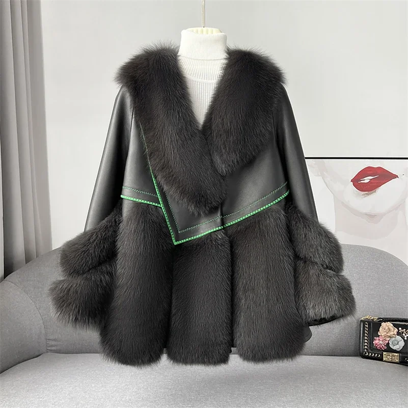 2024 Women Luxury Real Fox Fur Coat Jacket  Brand New Winter Natural Fox Fur Coats Parkas CT2152