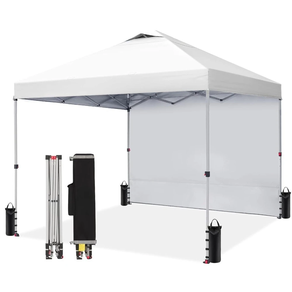 

12x12 Pop Up Canopy Tent Instant Commercial with 150D Silver Coated Fabric Including 1 Removable Sidewall, 4 Ropes, Customized