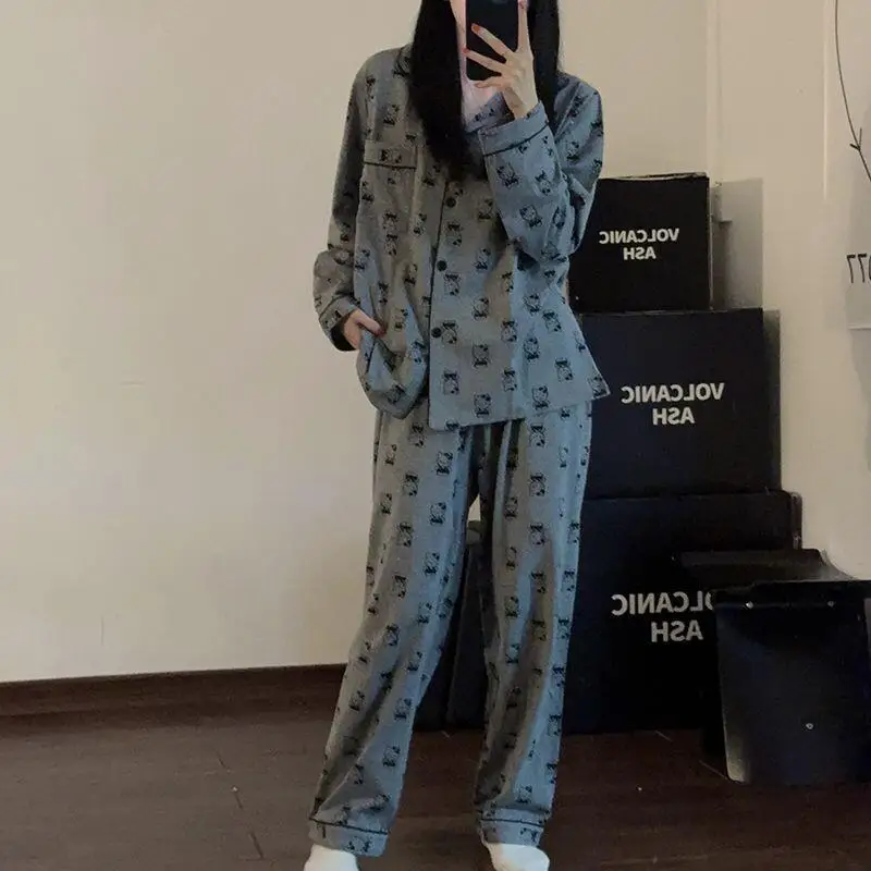Hallo Kitty frauen Frühling Herbst Neue Nette Gedruckt Nachtwäsche Weibliche Student Casual Langarm Set Hause Kleidung Sanrio Aloe Yoga