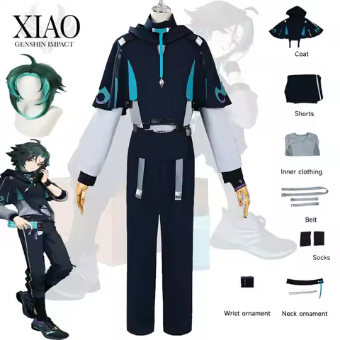 Xiao Cosplay Costume Game Genshin Impact Outfits Wig Coat Full Set Halloween Uniform Carnival Clothing for Adult Men Comic Con