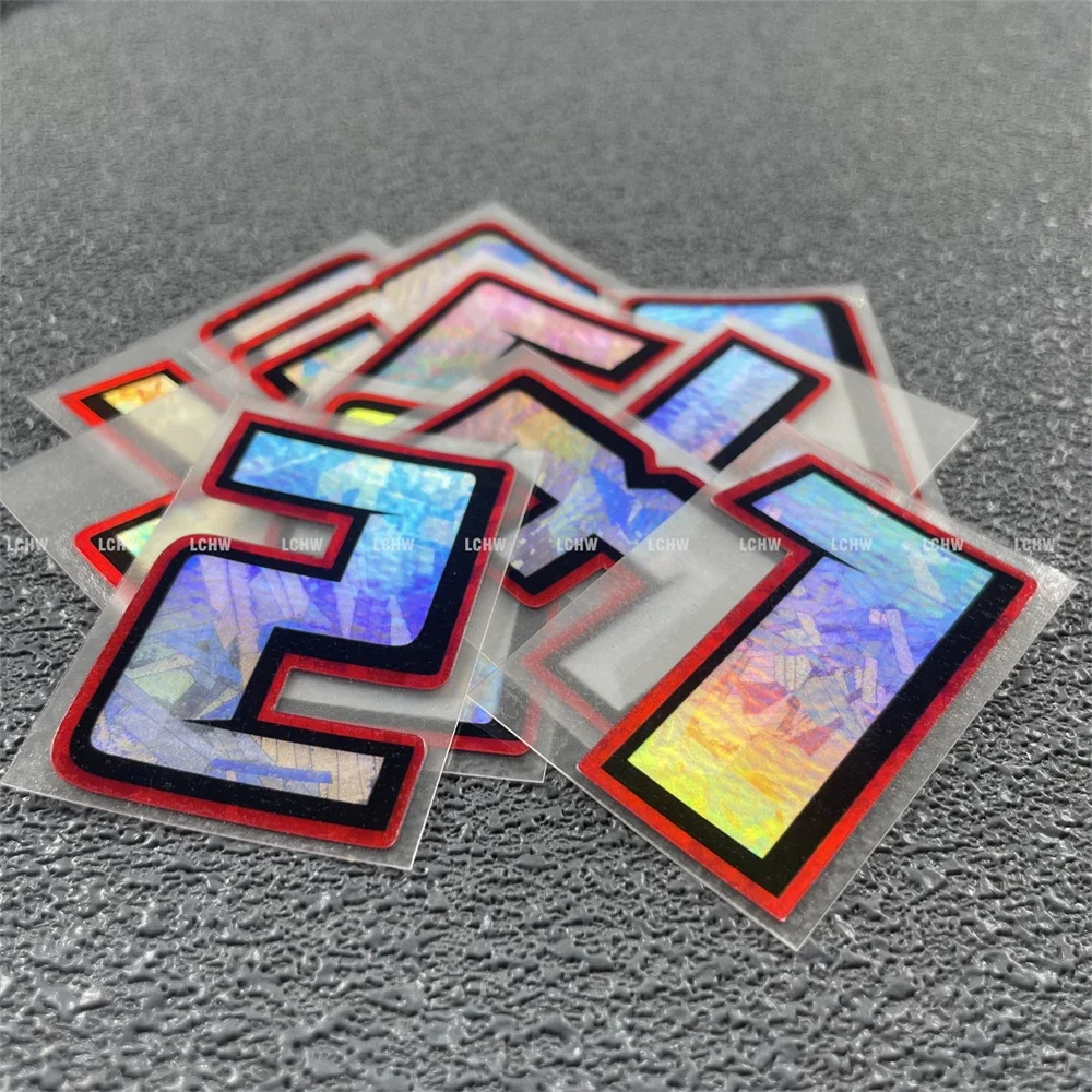 Racing Digits Numbers Car Stickers for Motor Dirt Bike Machine Helmet Auto Window Body Graphic Forged Laser