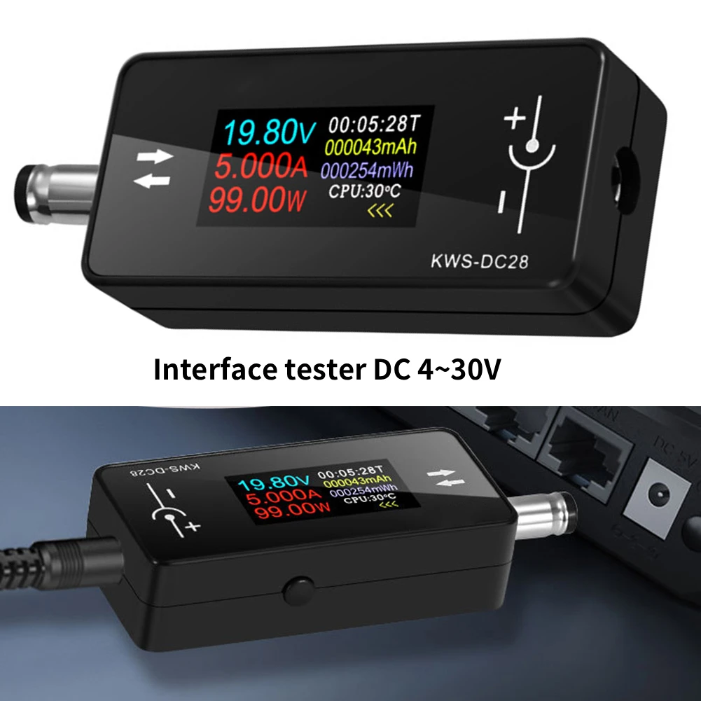 KWS-DC28 DC 4~30V Interface Tester Voltage Power Meter Digital Display Voltage And Current Detection Tools Record Startup Data