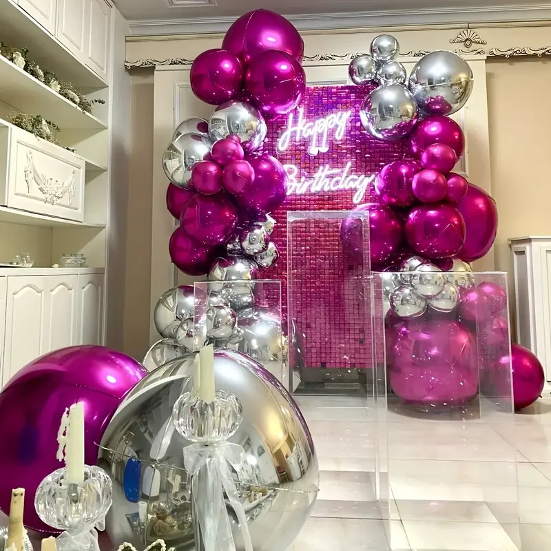 10-70 بوصة الذهب 4D جولة احباط بالون ضخمة 4D الأحمر الفضة احباط بالونات الهليوم الهواء لعيد ميلاد حفل زفاف استحمام الطفل Deocr Gl #6