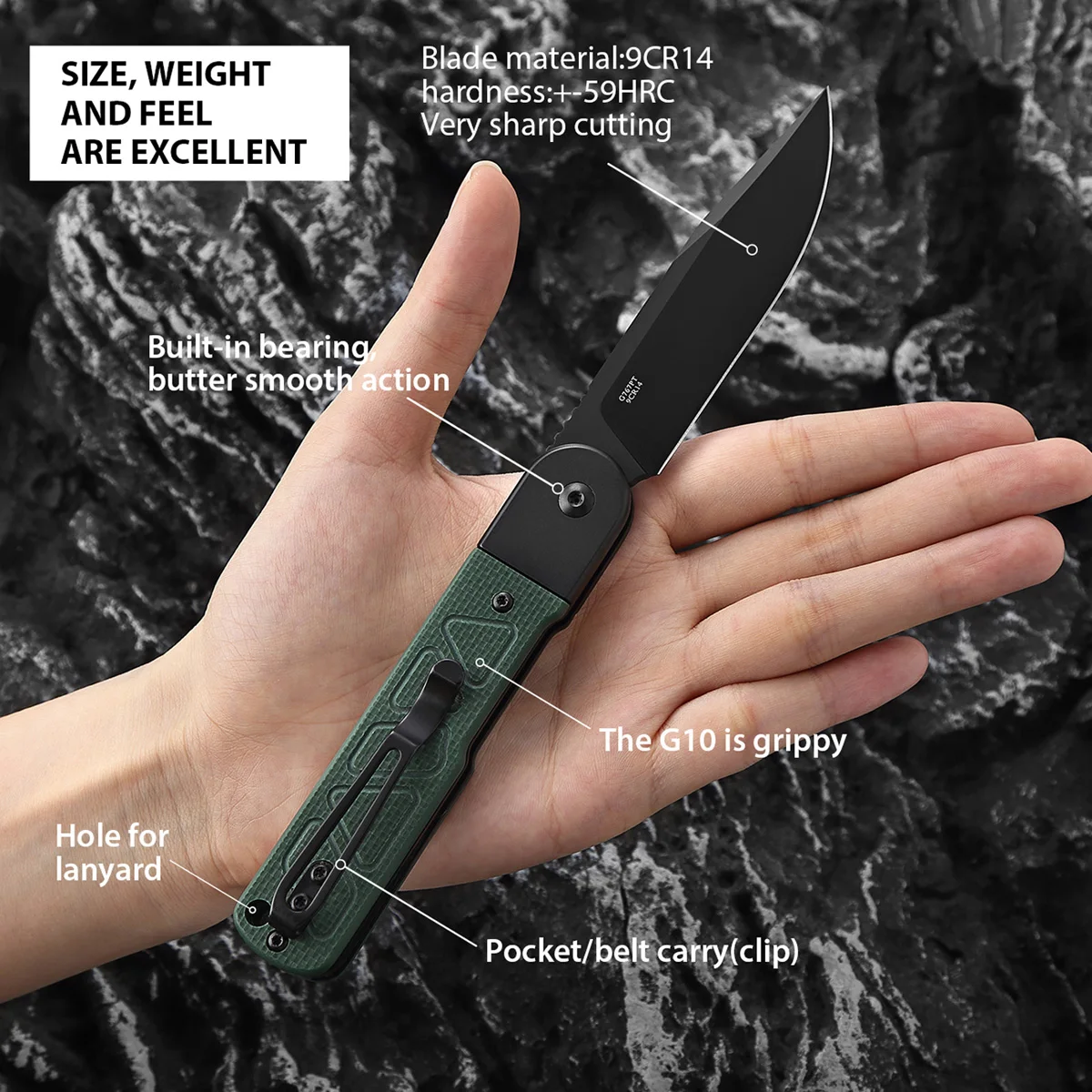 FBknife Ganzo G767PT knife 9CR14 blade G10 Handle tactical Folding knife Survival Camping tool edc Pocket Knife outdoor tool