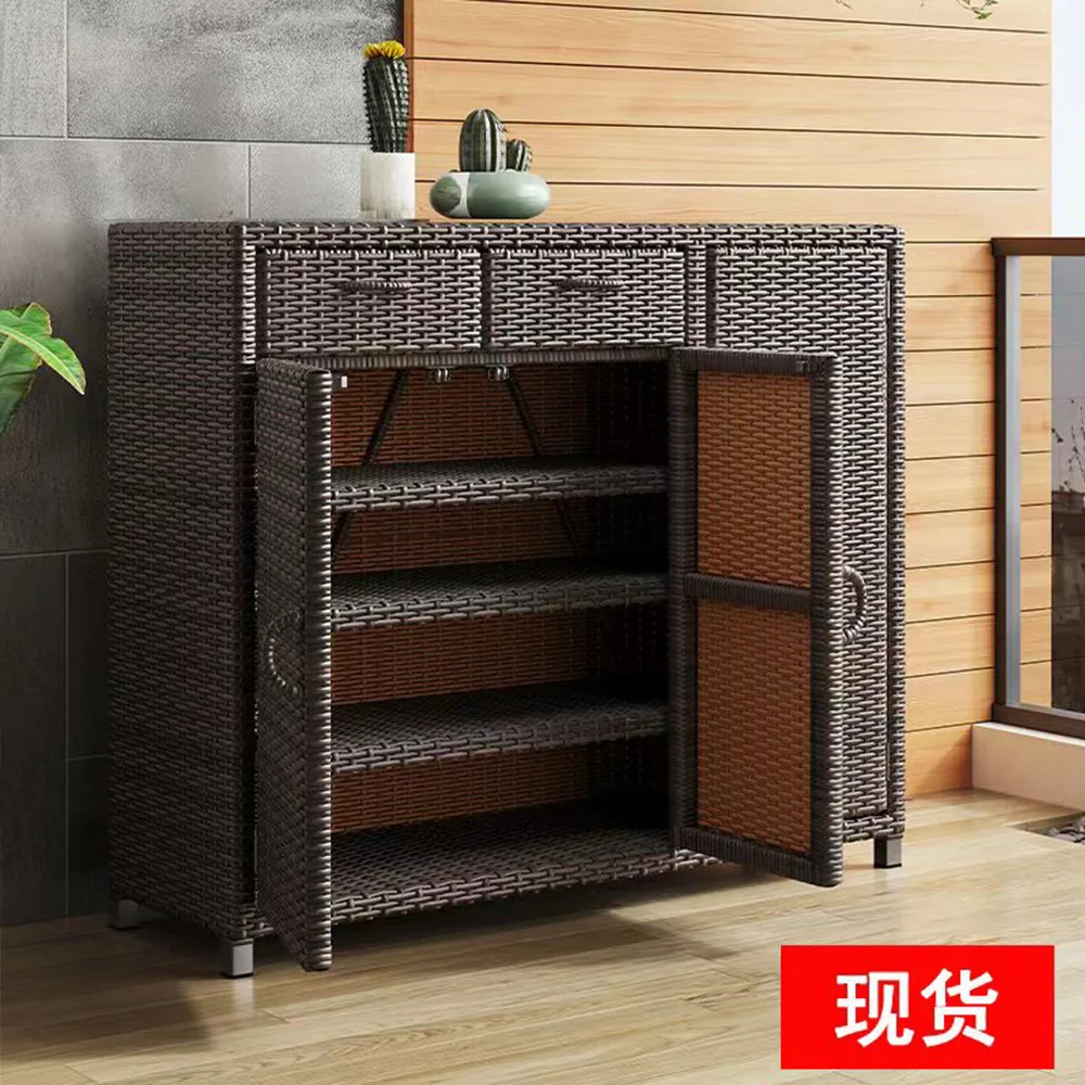 CX rattan balcony shoe cabinet waterproof sunscreen locker outdoor storage sundries courtyard locker