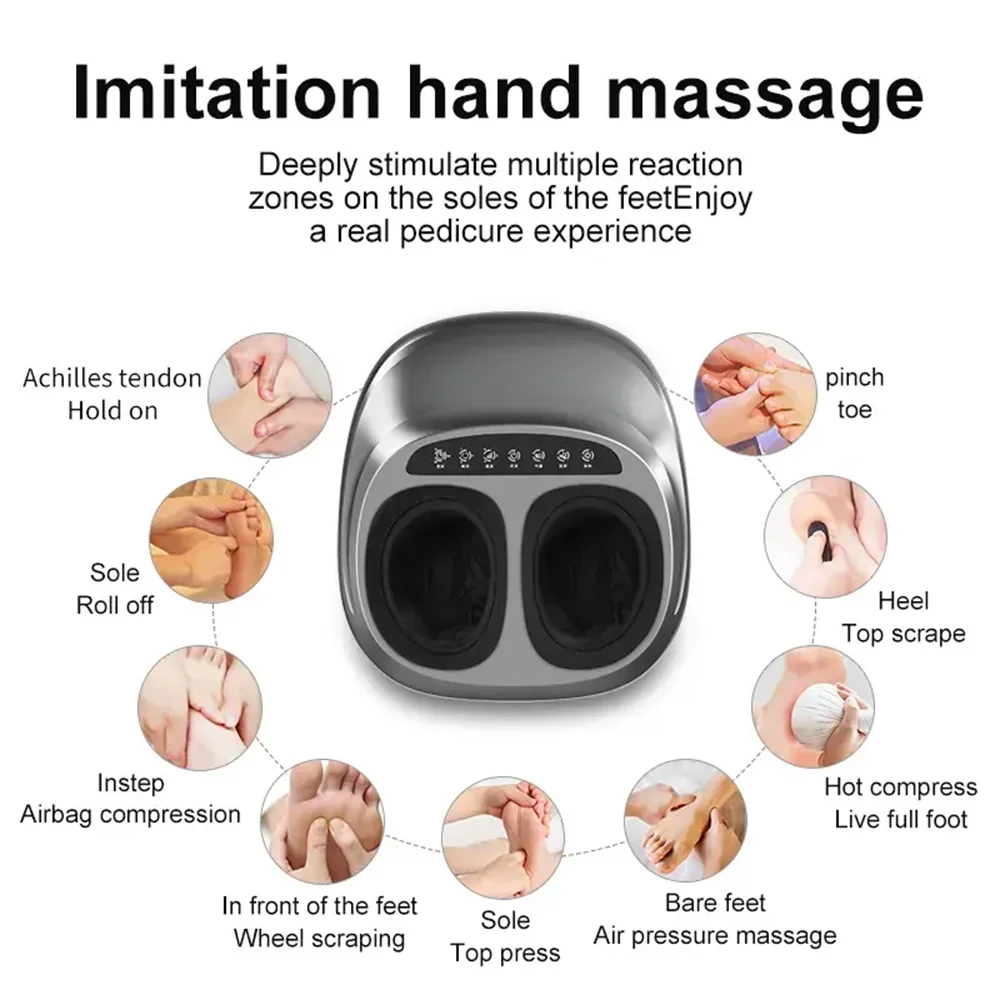 Foot Massage Circulation Vibration Air Compression Heating Deep Foot Massager