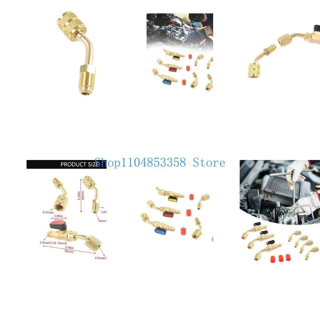 

652F Valves Adapters for Air Condition Refrigerants Charging, High Pressures Rateds Fits R134a R22 R410a HVAC Maintenance