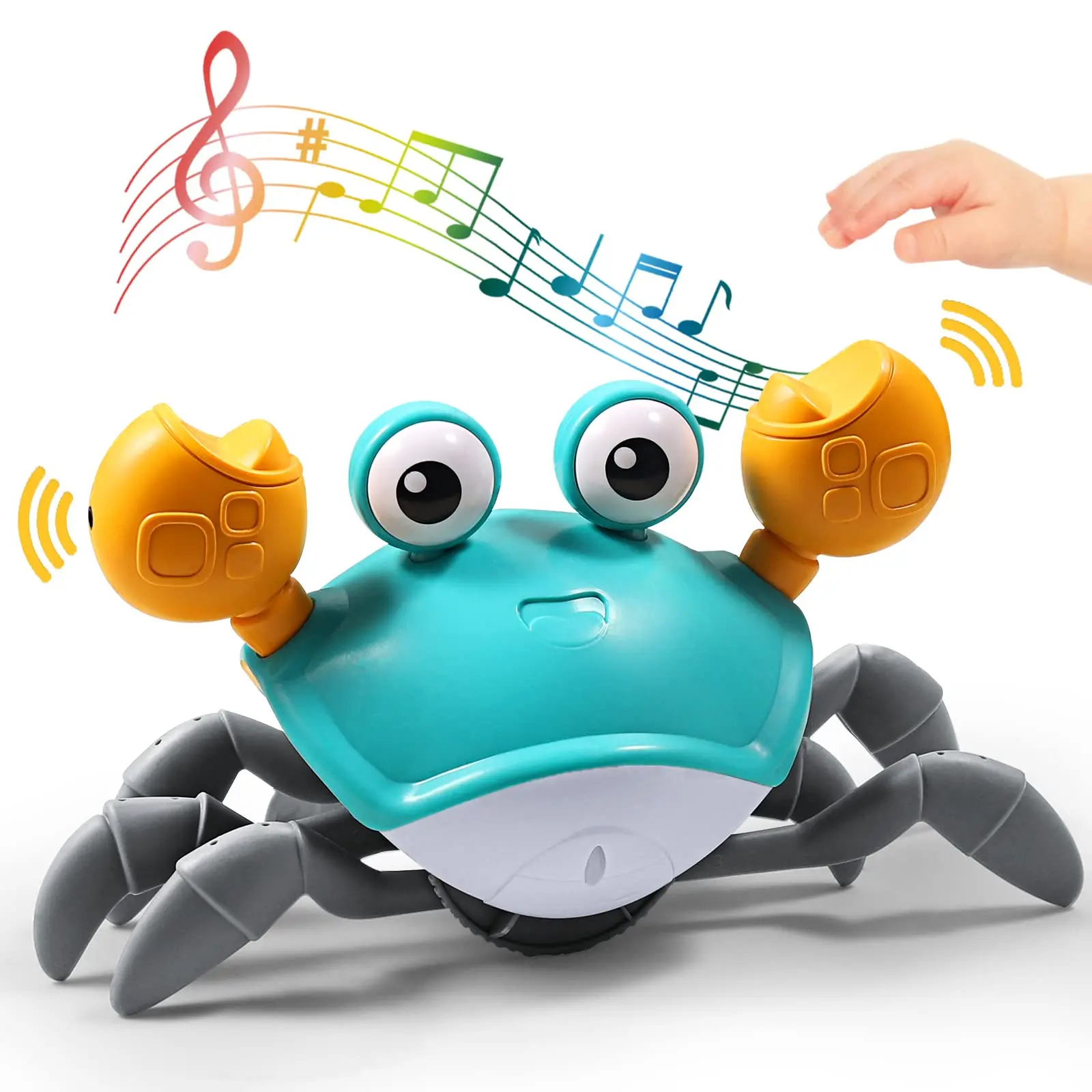 Sensing Crawling Crab Tummy Time Baby Toys Interactive Walking Dancing Toy with Music Sounds & Lights, Infant Fun Birthday Gift