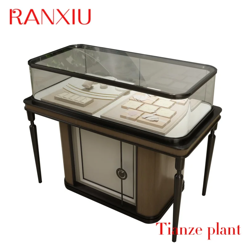 

CustomCustomized Modern Top Grade Stainless Steel Glass Luxury Jewelry Showcase Display Table Cabinet Sets For Shop