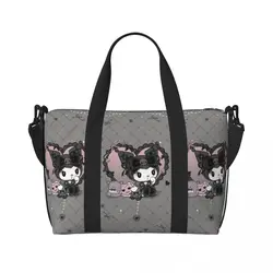 Custom Cartoon Kuromi Tote Bag for Women Big Capacity Anime Gym Beach Travel Bags