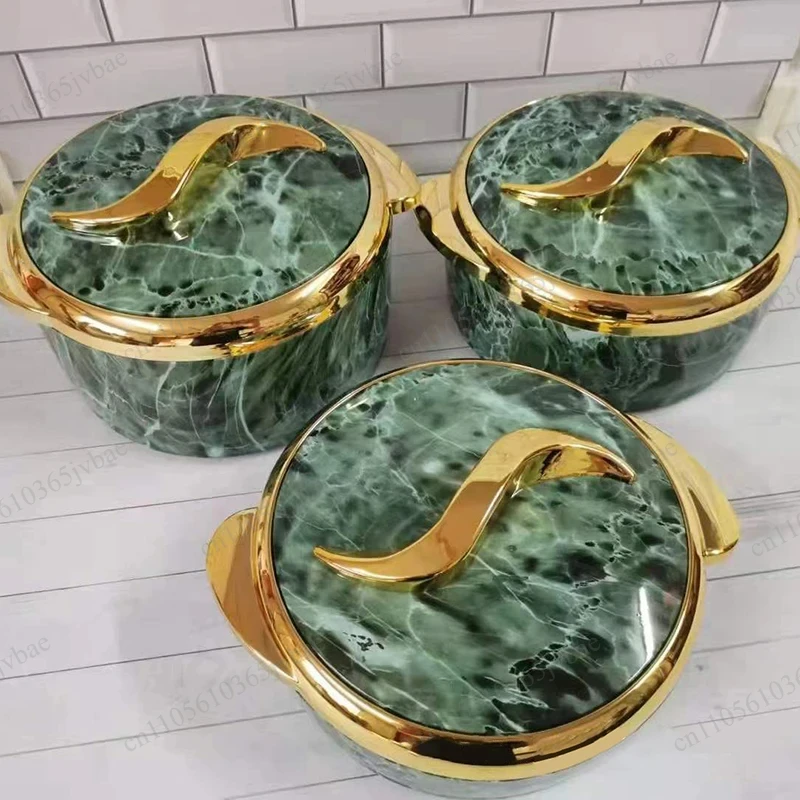For Wedding Family Party 3pcs Set 1.5L 2L 2.5L Food Insulation Box Food Warmer Thermal Insulated Hot Pot Ramadan Event Lunch Box