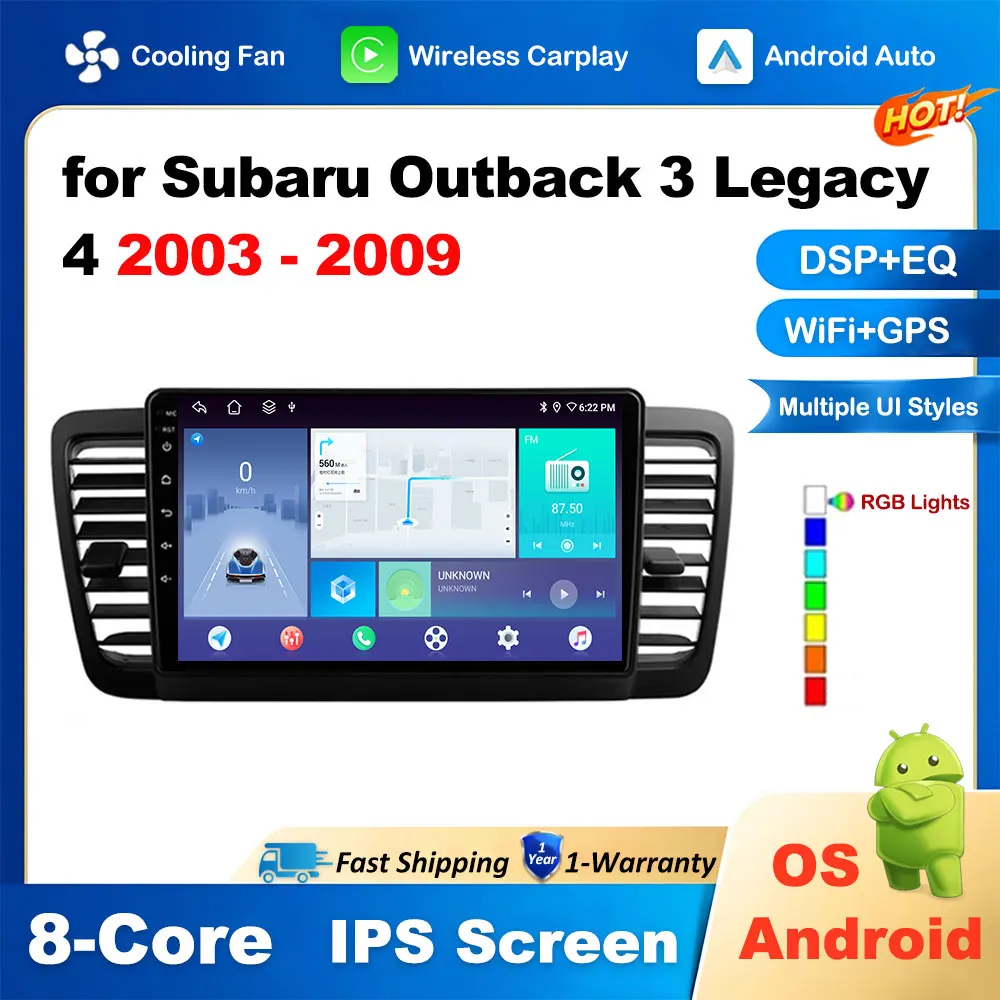 

Carplay Android OS for Subaru Outback 3 Legacy 4 2003 2004 2005 - 2009 9 inch Car Multimedia Video Player Accessories Head Unit