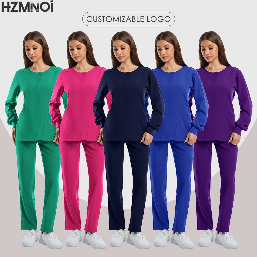 New Hospital Surgery Pants Long Sleeve Jogging Suits Medical Uniforms Women Scrubs Set Nurses Accessories Beauty Workwear HZMNOI
