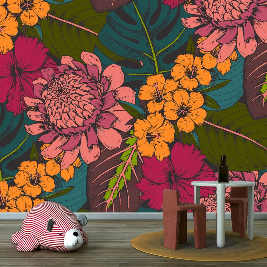 15+ waterdichte botanische bloemenroos Peel n Stick optioneel behang voor woonkamerdecoratie muurkunstpapier woondecoratie muurschildering