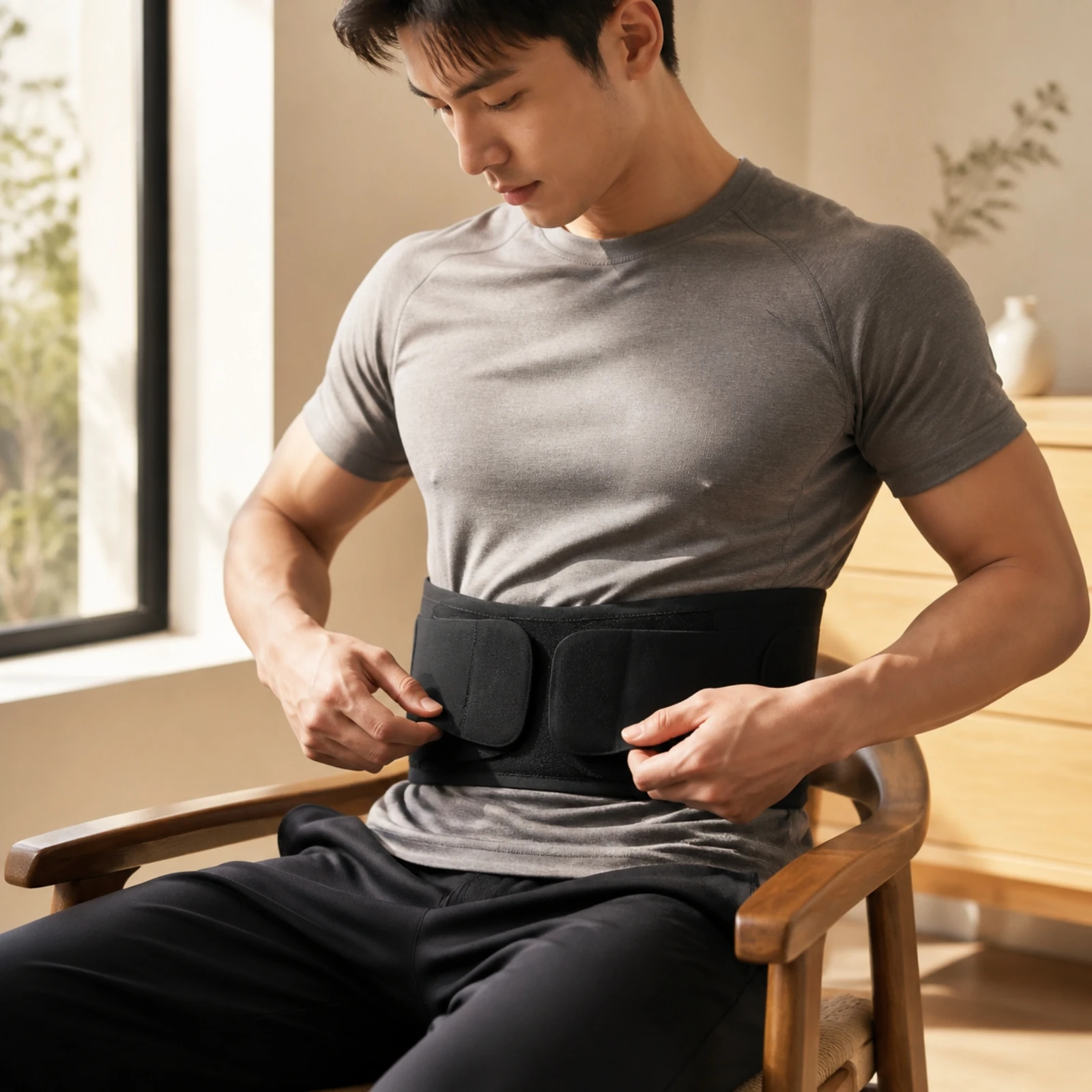 Lumbar Belt with Twin Compression Straps Lightweight Lower Back Support Belt with Raised Support Panels for Adults, Exercise