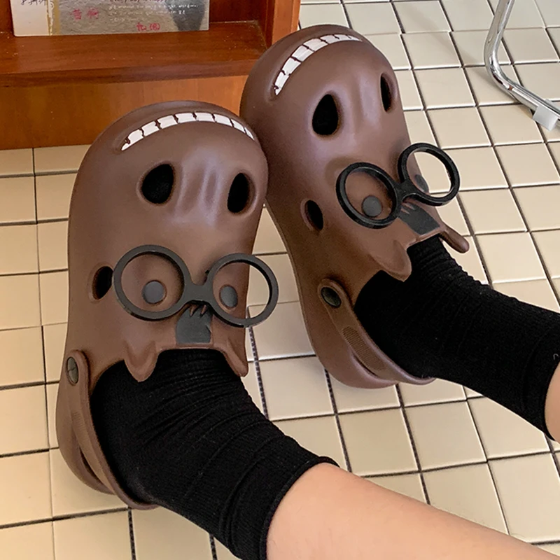 Funny Cartoon Platform Clogs for Women 2026 Summer Couple Soft Sole Non Slip Beach Sandals Woman Comfortable Eva Slippers 36-45