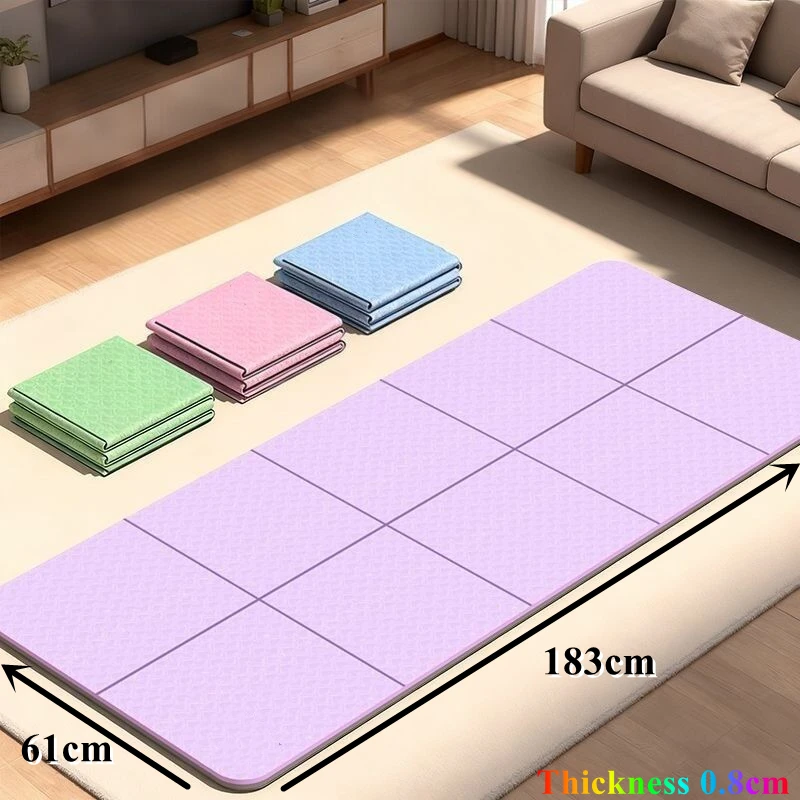 

Thickness 0.8cm Foldable Yoga Mat Pilates Floor Workouts 183X60CM Eco Friendly TPE Folding Travel Fitness Exercise Mat for Yoga