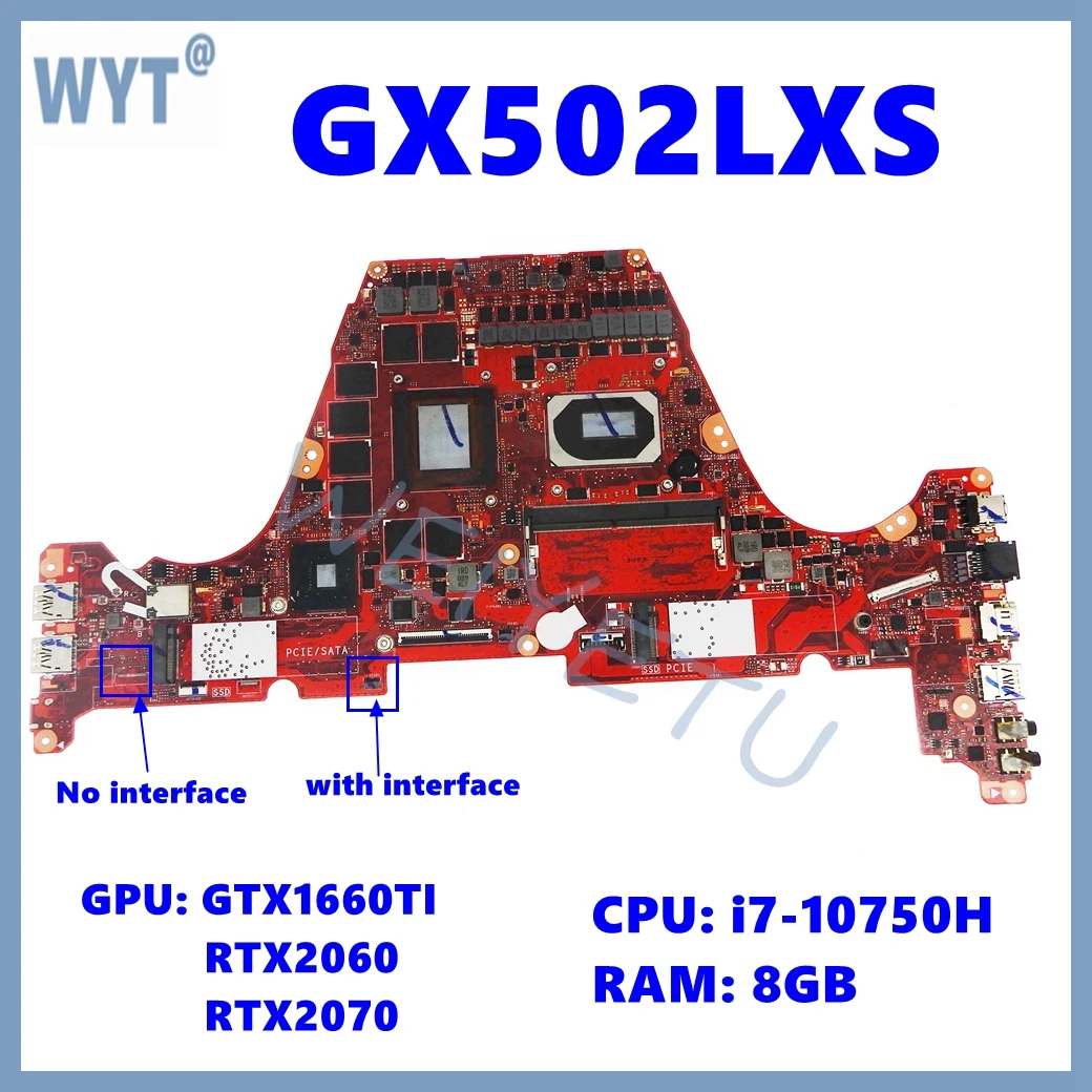 GX502LXS Laptop Motherboard For ASUS ROG GU502LV GU502LW GX502L GU502LU Mainboard W/i7-10th Gen CPU GTX1660ti RTX2060 RTX2070