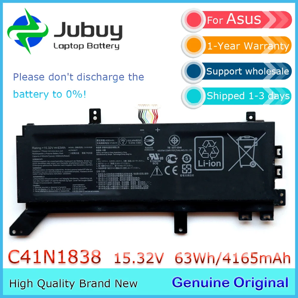 C41N1838 15.32V 63Wh Original Laptop Battery for Asus ProArt StudioBook Pro X W730G2T-H8007R 0B200-03460000