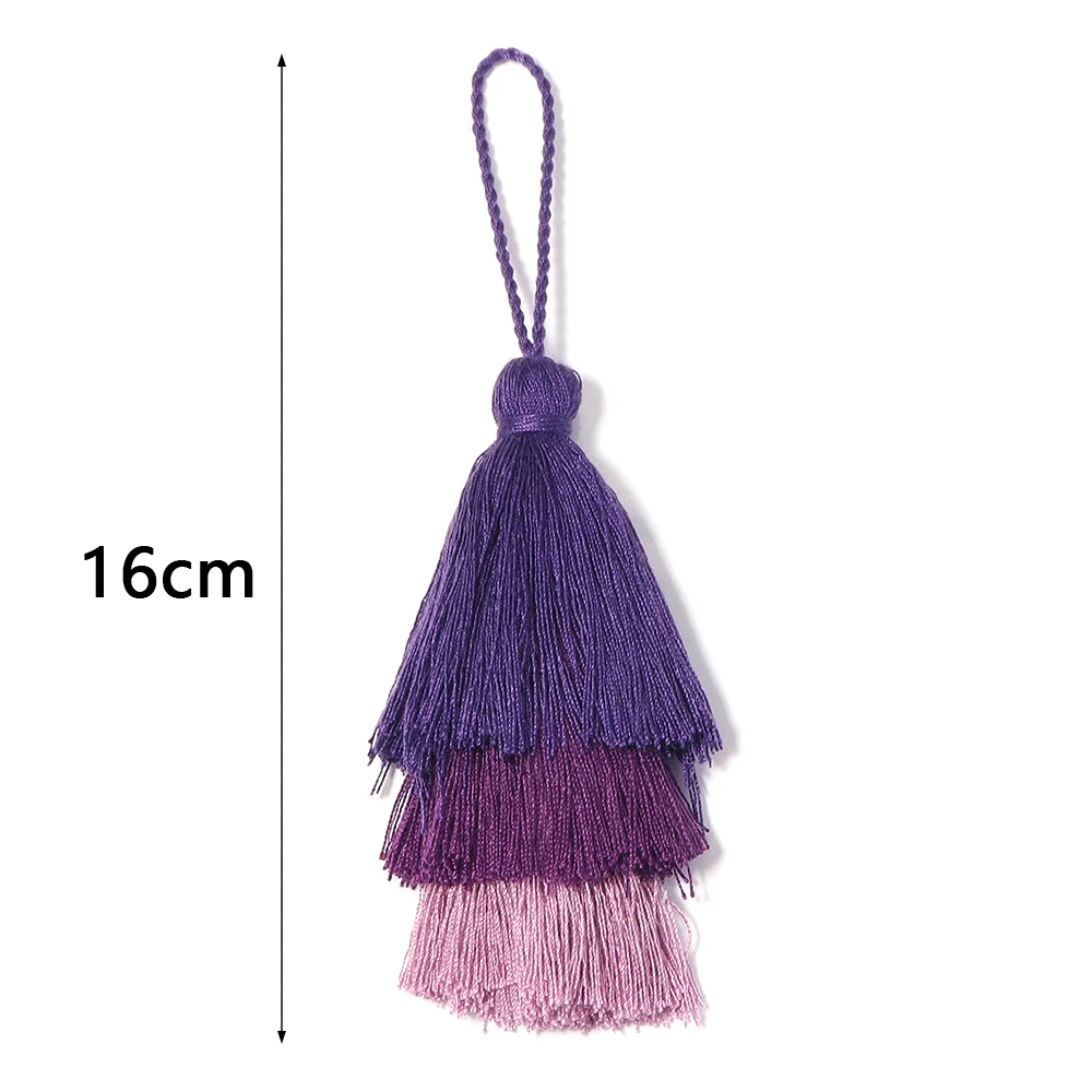 2pcs 16cm Three Layers Tassel Fringe Hanging Rope Pendant For DIY Jewelry Craft Cotton Tree Shape Tassels Dangle Bags Supplies