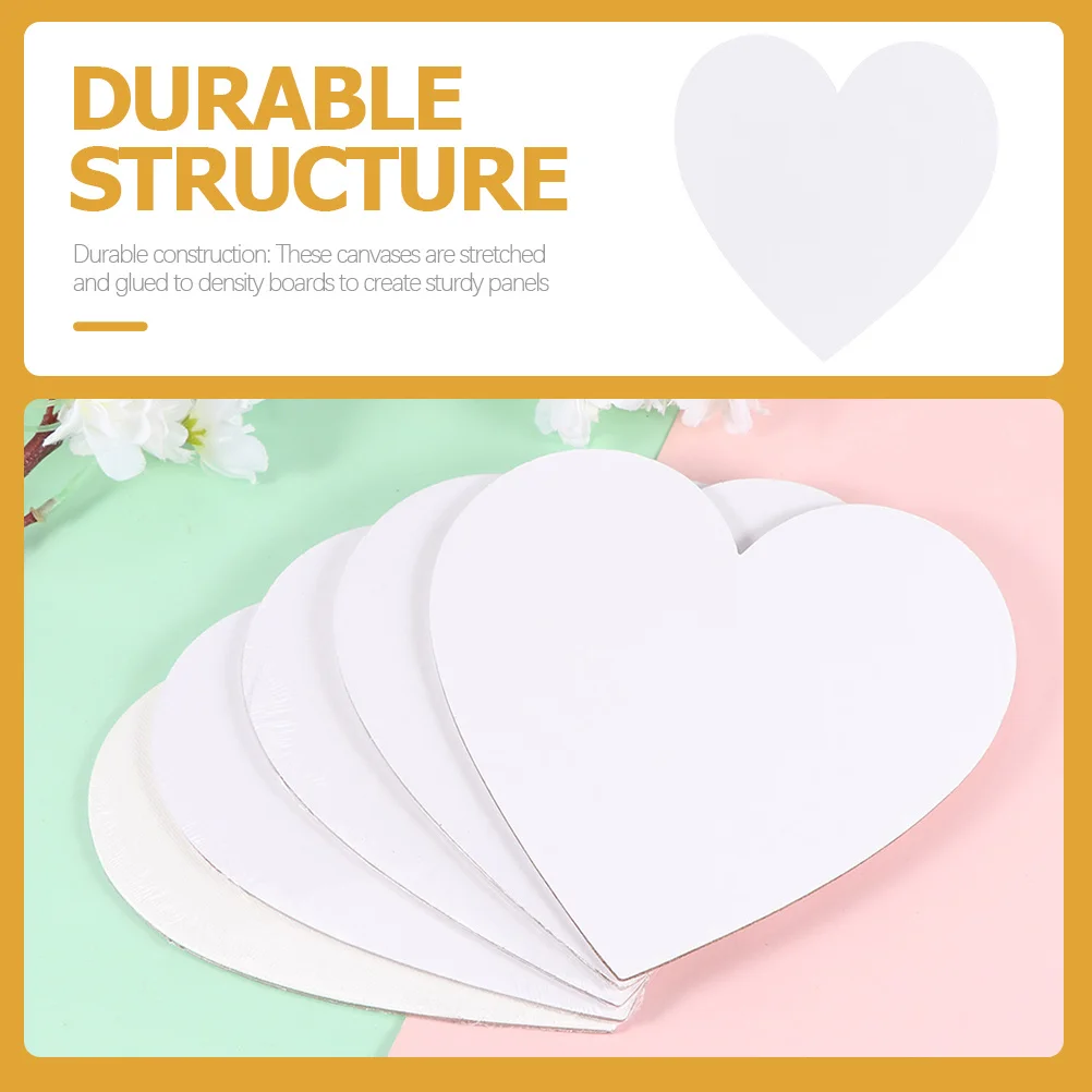 

10 pcs Heart Shaped Oil Painting Panel Blank Cotton Drawing Boards For Kids Durable Stretched Canvas Art Students Practice Tool