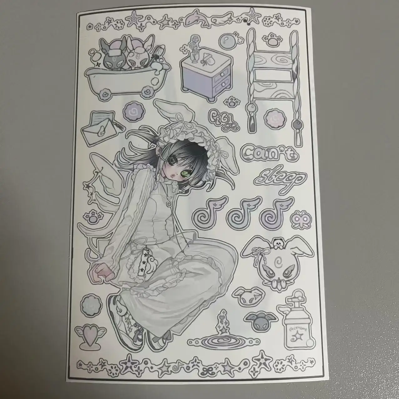 Sketch Style Angel Girl Sticker Goo Card Character Sticker Notebook Material