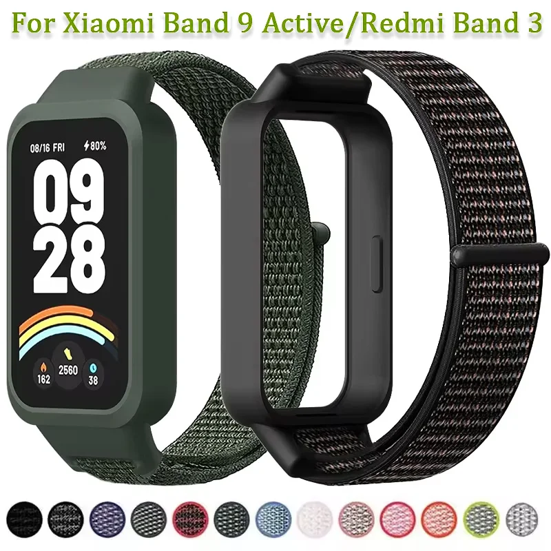 soft Nylon loop Strap For Xiaomi Band 9 Active/Redmi Band 3 comfortable bracelet Accessories wristband Xiaomi Band 9 Active Belt