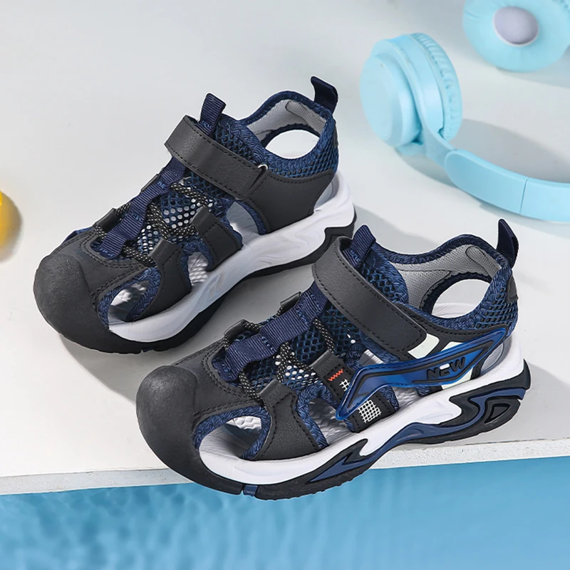 

Summer Kids' Sandals Boys' Soft Bottom Casual Beach Shoes Wear-resistant Flat Students Breathable Casual Walking Sandials