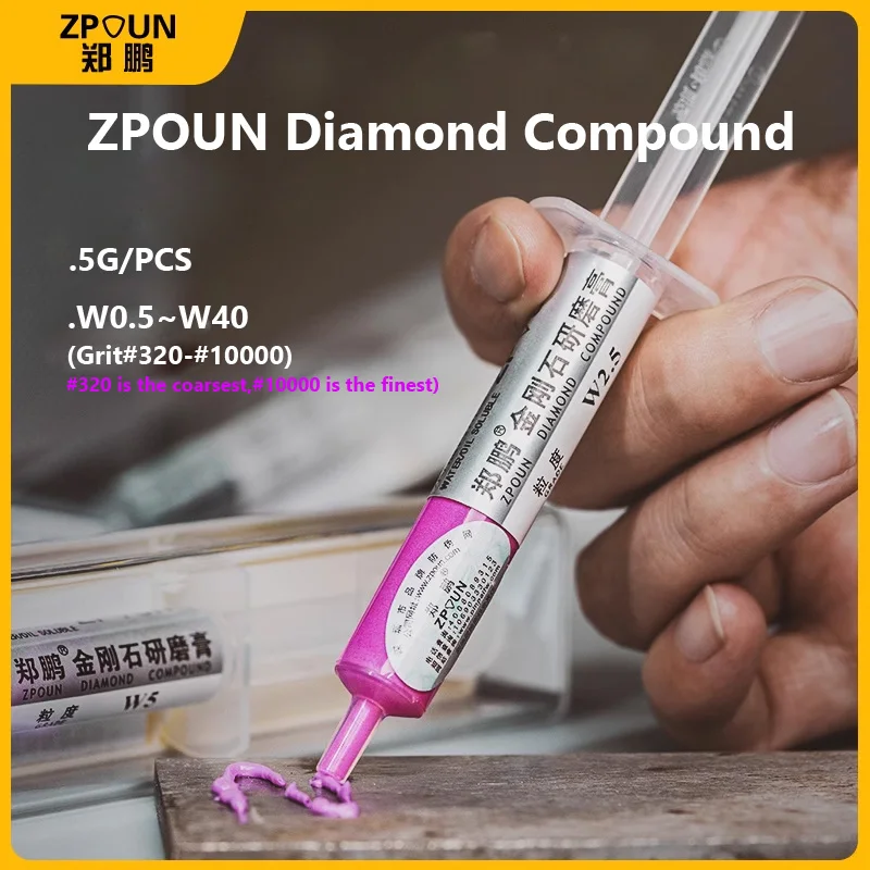 1PCS 5g ZPOUN Diamond Compound grinding diluent Mold Jade mirror polishing paste W0.5~W40 abrasive paste Water/oil dual use