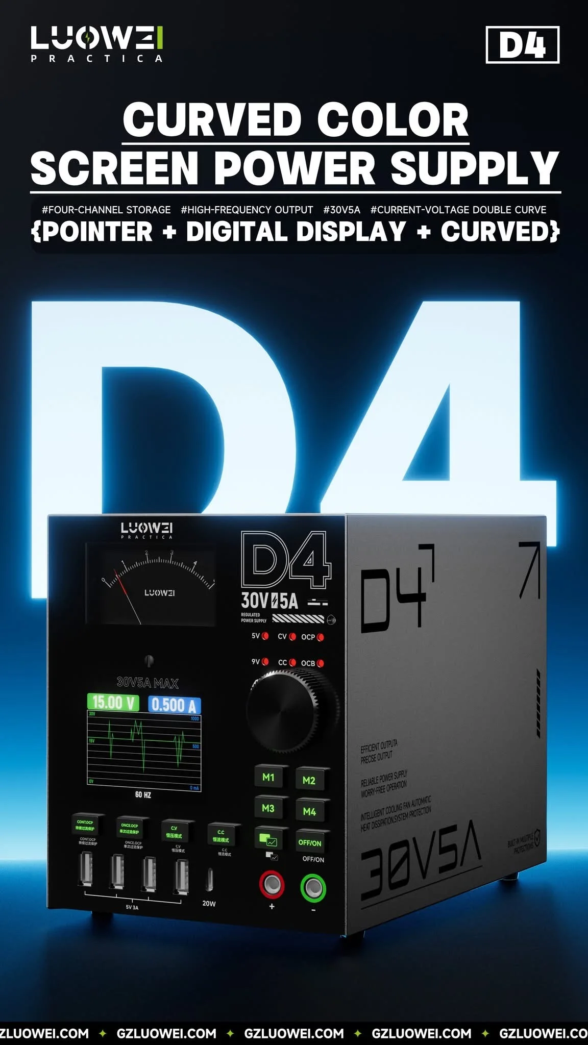 LUOWI 30VB5A 150W Fast Charging with Mobile Phone Screen Display, One-Button Start, Precise Temperature Control