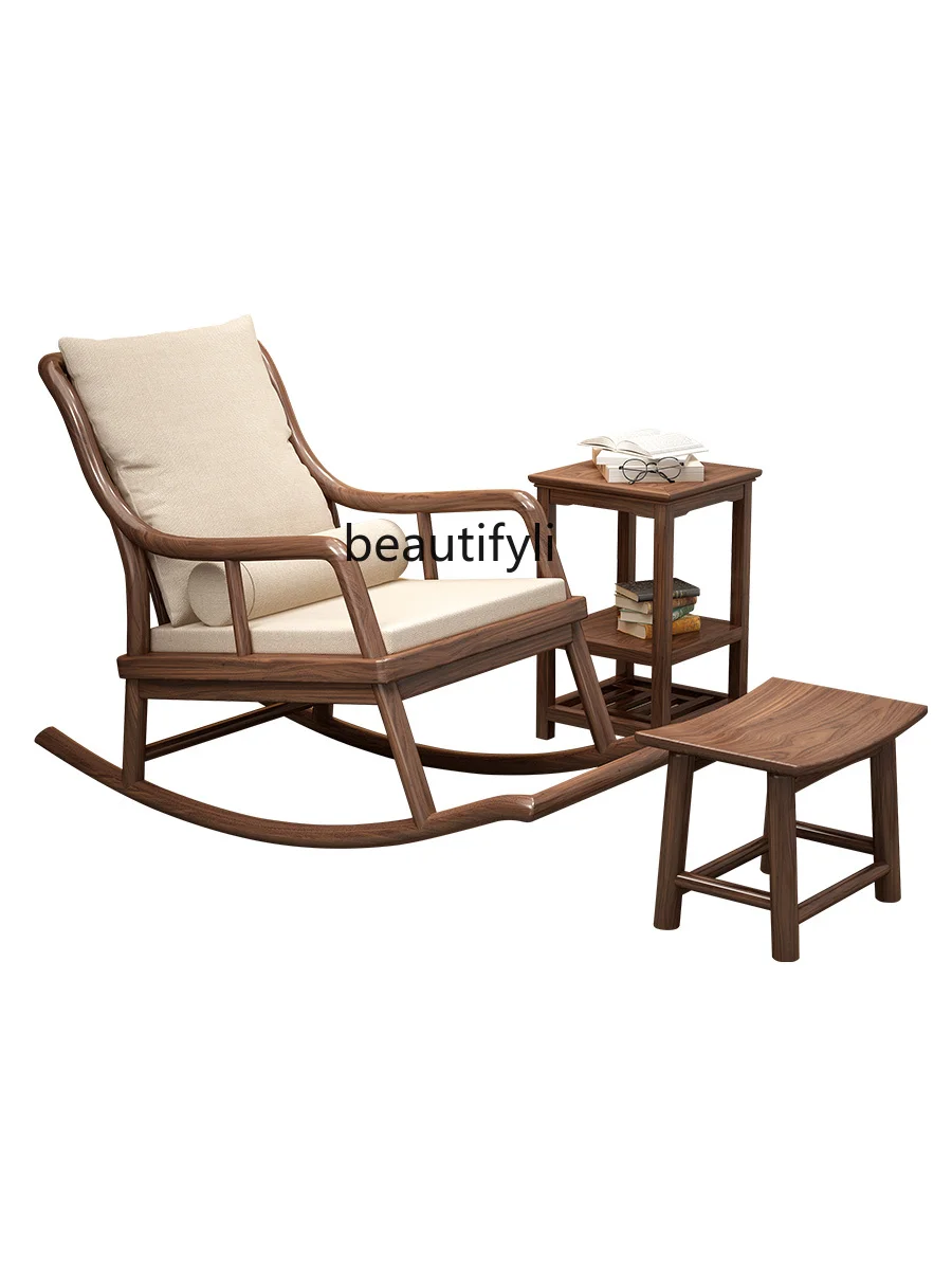 Solid wood rocking chair adult simple balcony, bed and breakfast living room single lunch break sofa recliner