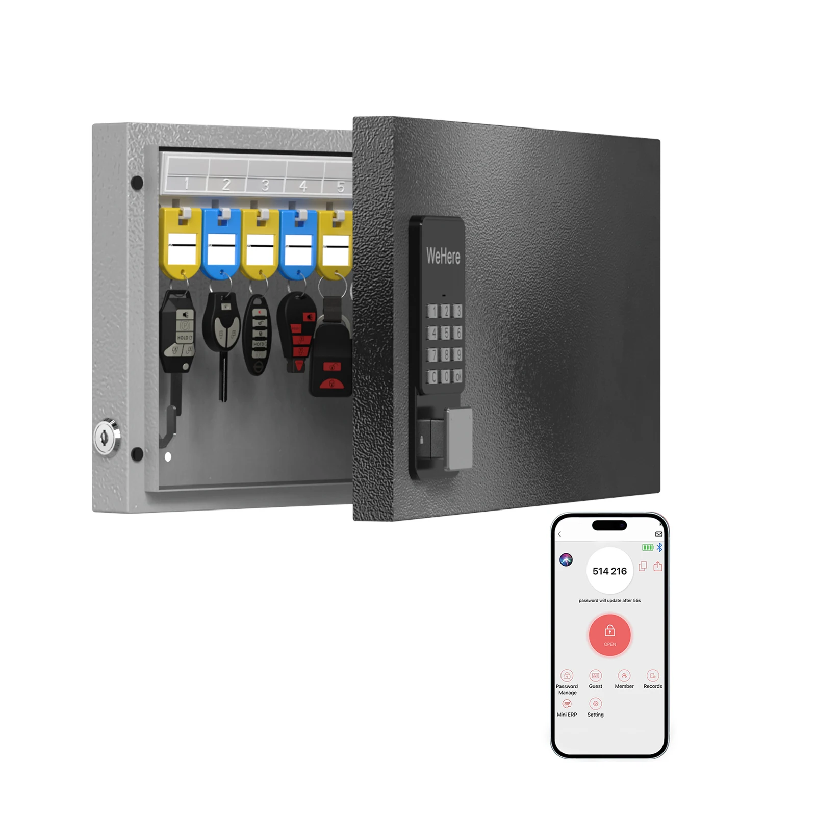 Factory 24 Key Wall Mounted Steel Digital Password Electronic Hotel Key Safe Box Security Key Cabinet