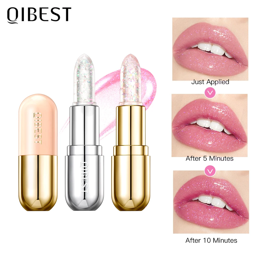 Glitter Lipstick Lip Balm Color Change Transparent Moisturizing Makeup Crystal Jelly Pearlescent Lip Plumper Gloss Tint Cosmetic