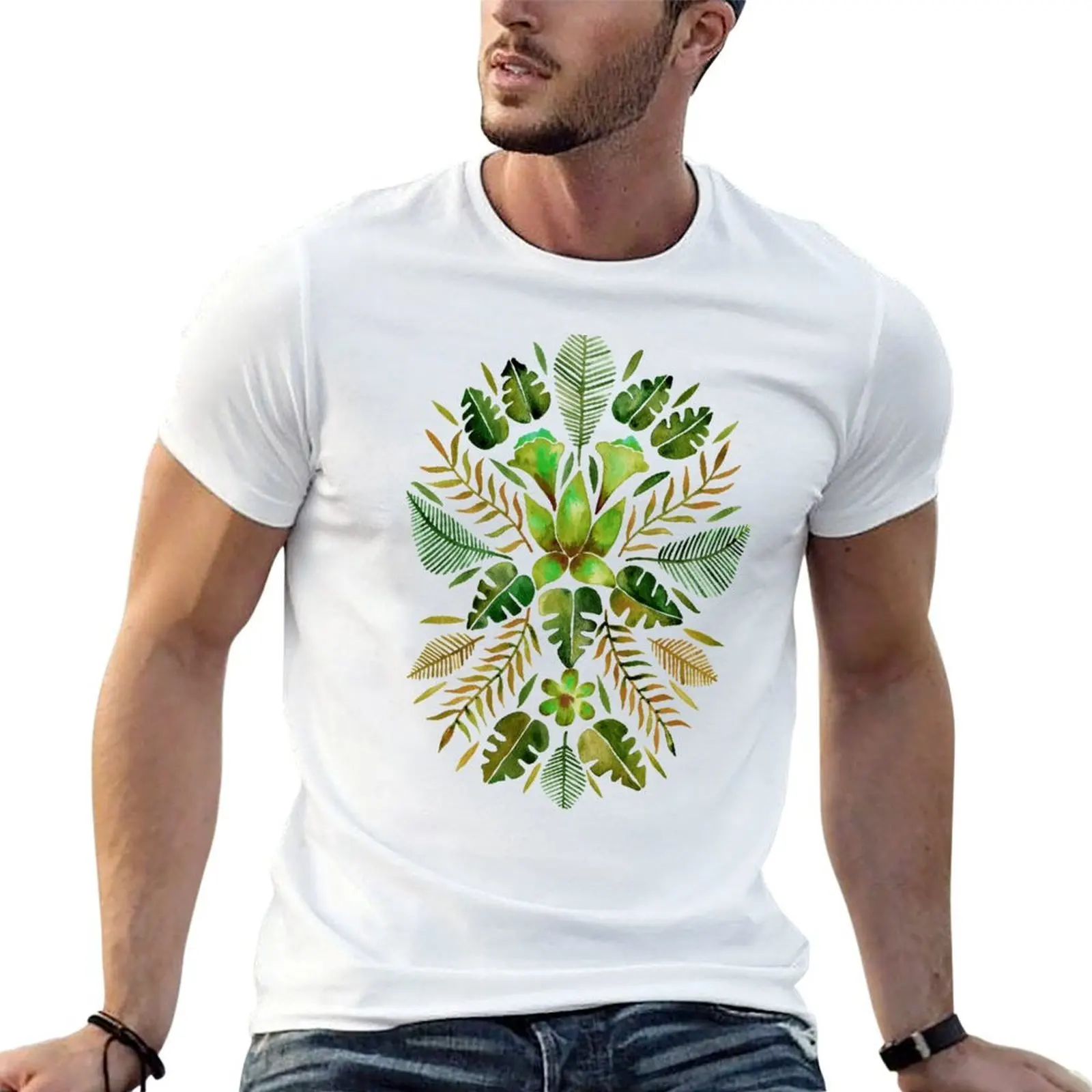 Tropical Symmetry – Olive Green T-Shirt mens graphic t shirts t shirt man casual T-Shirt
