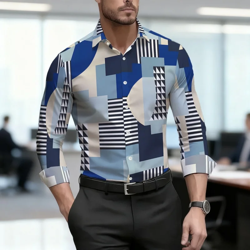Men's Shirt Art Graffiti Style men's Long Sleeved Shirt 3D Printed Non Ironing Business Shirt high-quality Casual Top