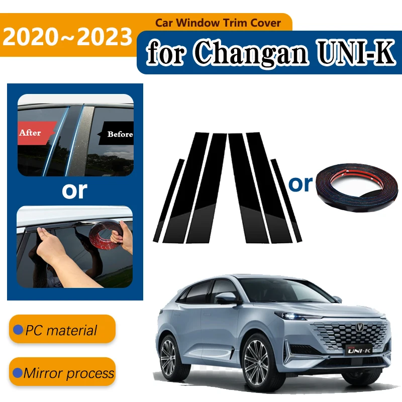 

for Changan UNI K 2023 Accessories 2020~2023 Polished Pillar Posts Car Window Trim Covers B C Column Stickers Car Accessories