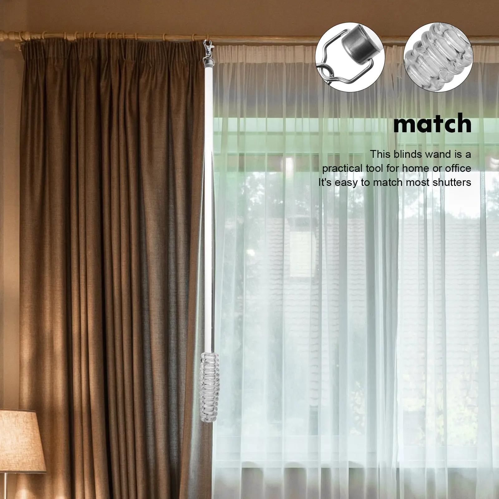 Curtain Pull Wand Reusable Drapery Pull Rod for Vertical Blind Window Opener Pole Easy Use Blind Stick Curtain Parts