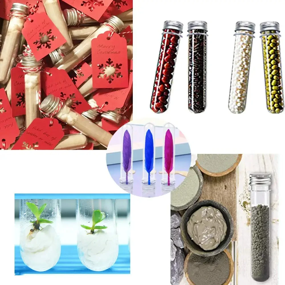 1 قطعة PET 40 مللي أنابيب اختبار بلاستيكية مسطحة شفافة مع أغطية لولبية أنبوب بلاستيكي شفاف